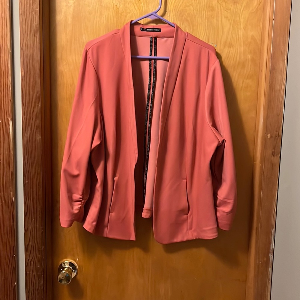 Maurice’s size 2 Coral blazer. Long sleeves, but hit right at wrist.